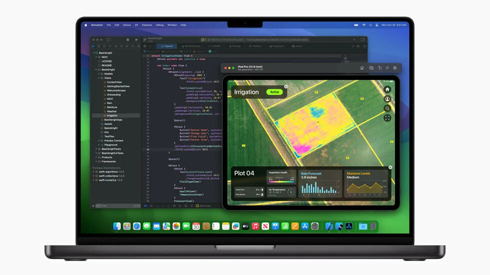 MacBook Pro с M3 позволяет пользователям компилировать и тестировать миллионы строк кода в Xcode с еще большей скоростью. Фото с www.apple.com