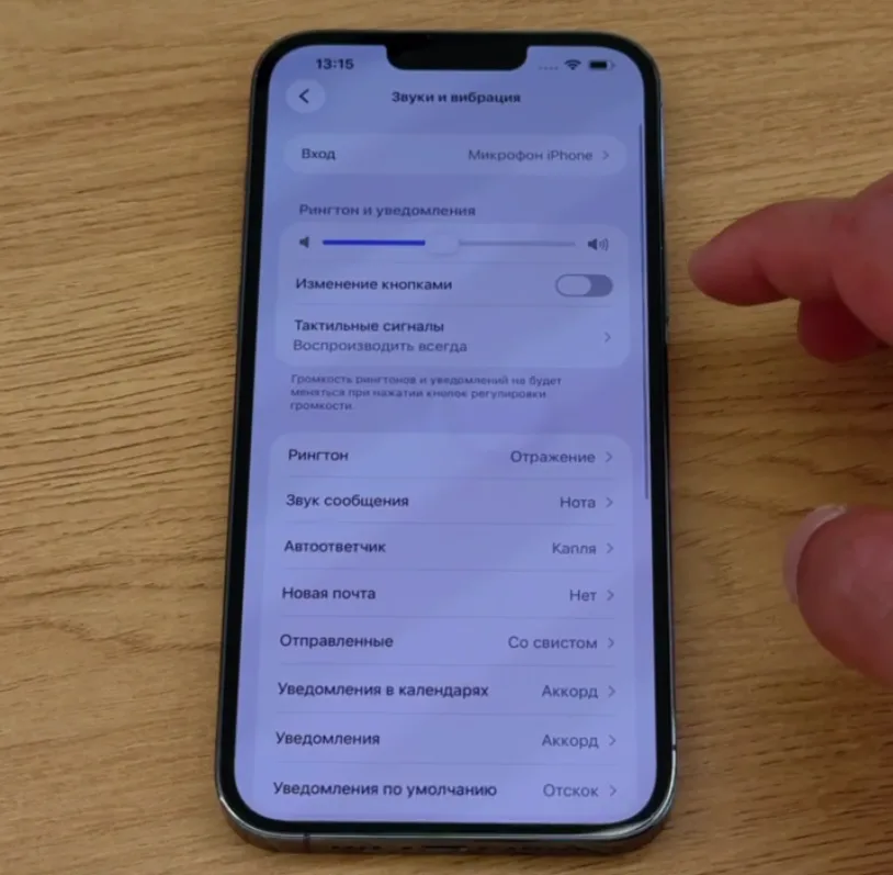 Раздел Звуки и вибрация в настройках iPhone