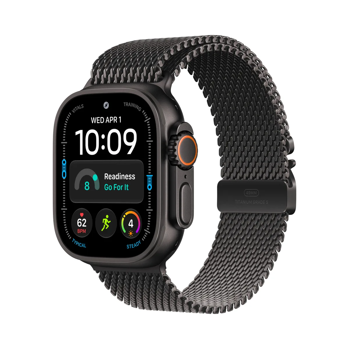 Apple Watch Ultra 4 49mm Black Titanium Case Black Milanese Loop M