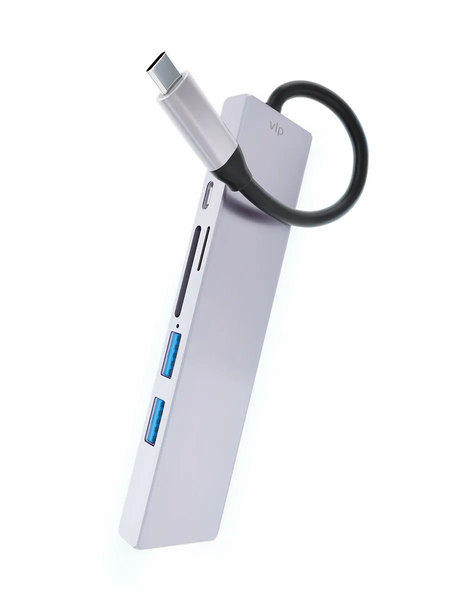 Хаб USB-C Multiport Hub 7 в 1 "vlp", серебристый