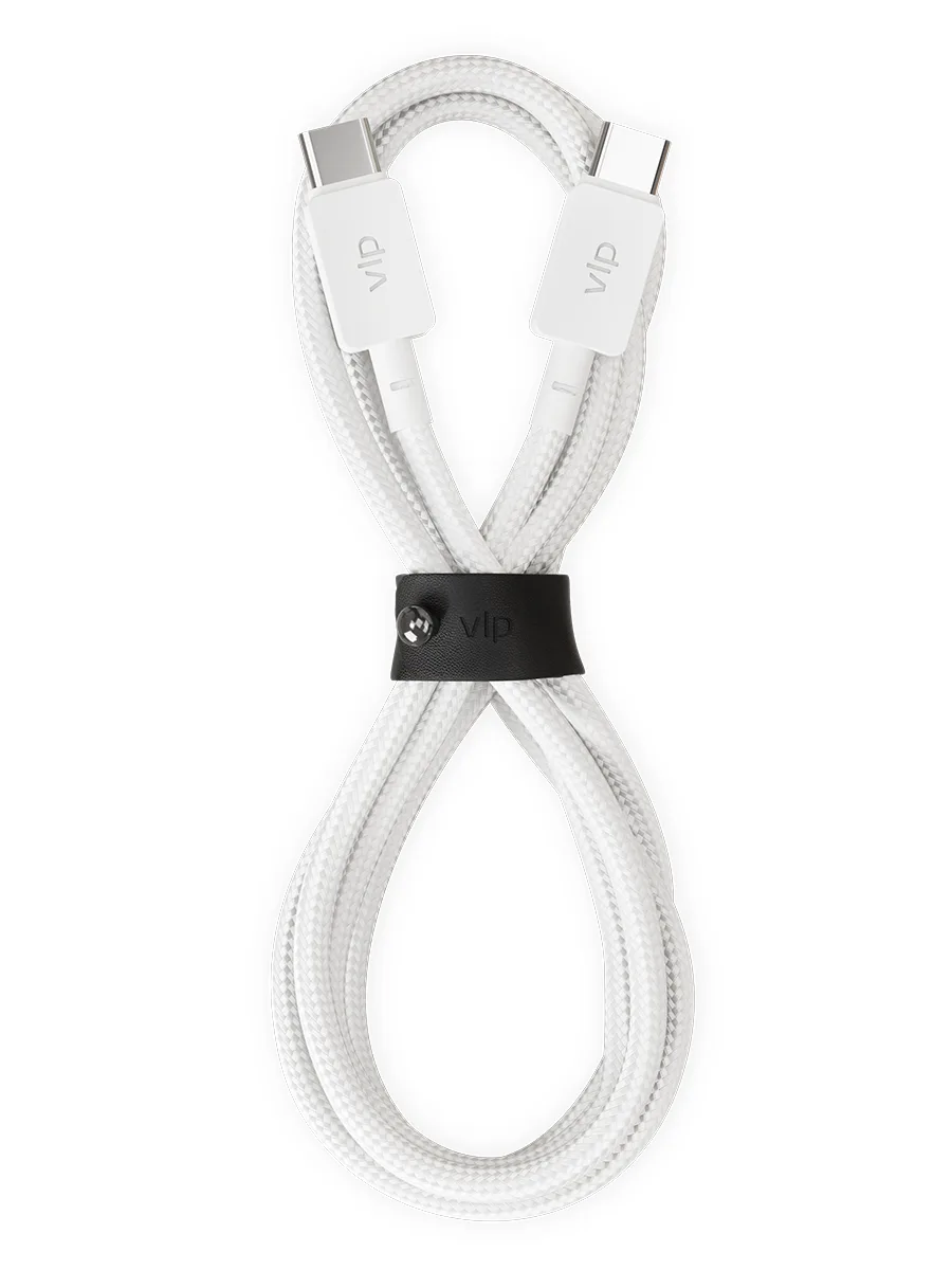 Дата-кабель "vlp" Nylon Cable USB C - USB C, 100W, 1.2м, белый