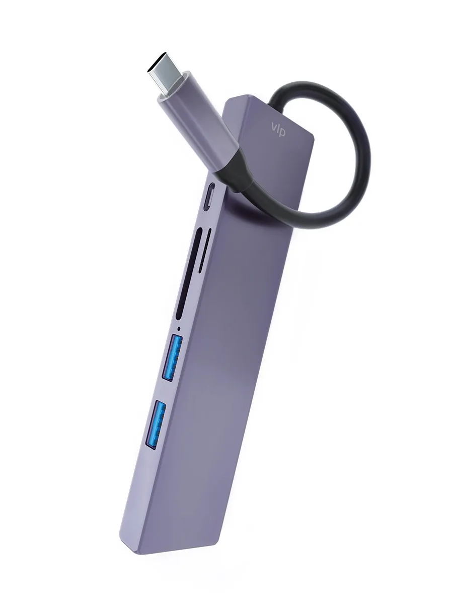 Хаб USB-C Multiport Hub 7 в 1 "vlp", графит