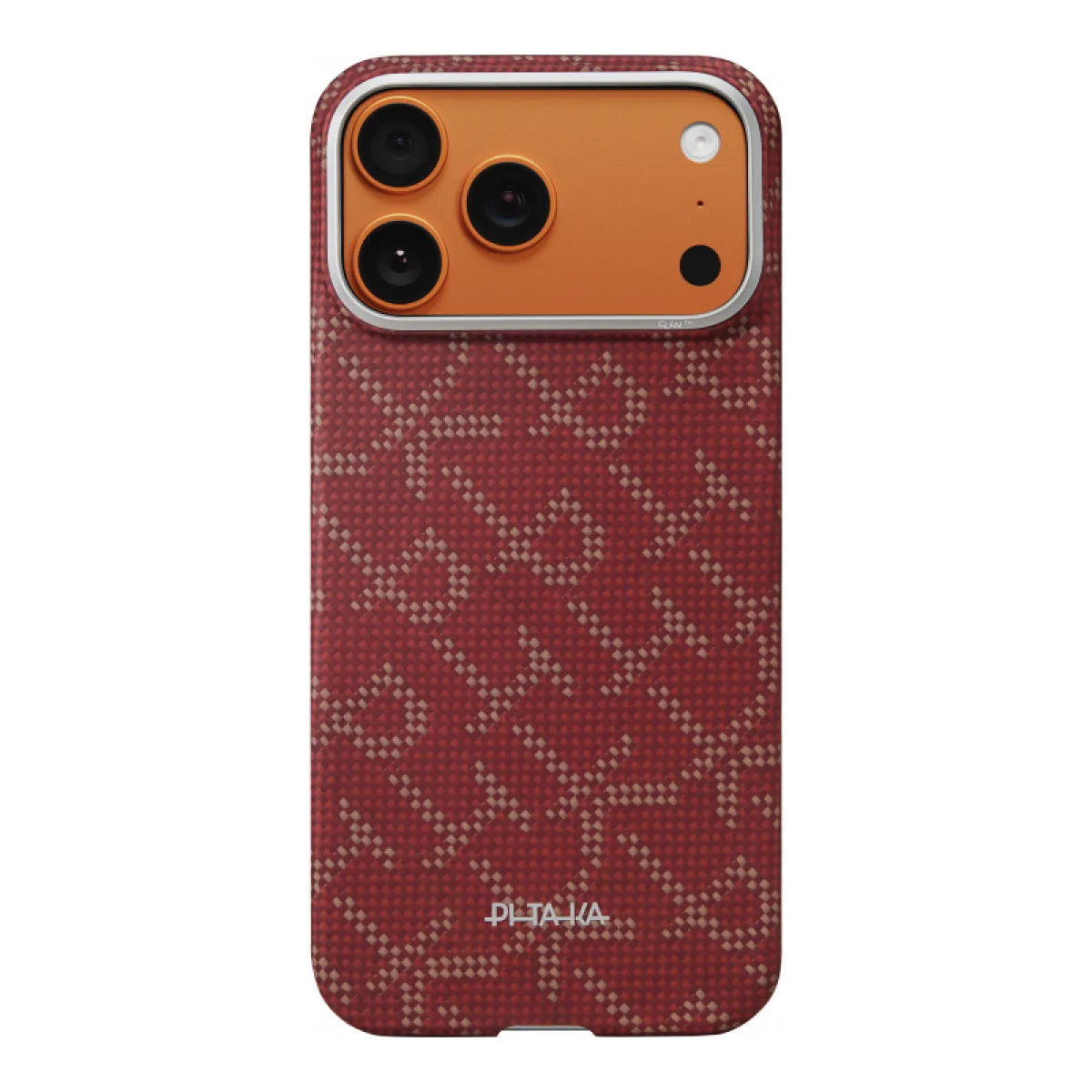Чехол Pitaka Monogram Ultra-Slim для iPhone 17 Pro, красно-золотой