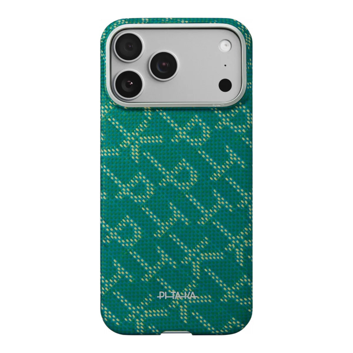 Чехол Pitaka Monogram Ultra-Slim для iPhone 17 Pro Max, зелено-золотой